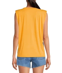 Gianni Bini Kelia Muscle Shoulder Pad Sleeveless Crew Neck Knit Tank