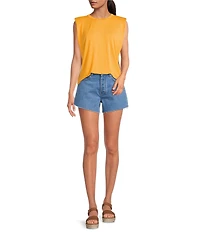 Gianni Bini Kelia Muscle Shoulder Pad Sleeveless Crew Neck Knit Tank