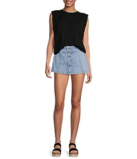 Gianni Bini Kelia Muscle Shoulder Pad Sleeveless Crew Neck Knit Tank