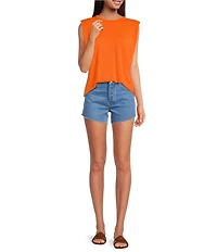 Gianni Bini Kelia Muscle Shoulder Pad Sleeveless Crew Neck Knit Tank