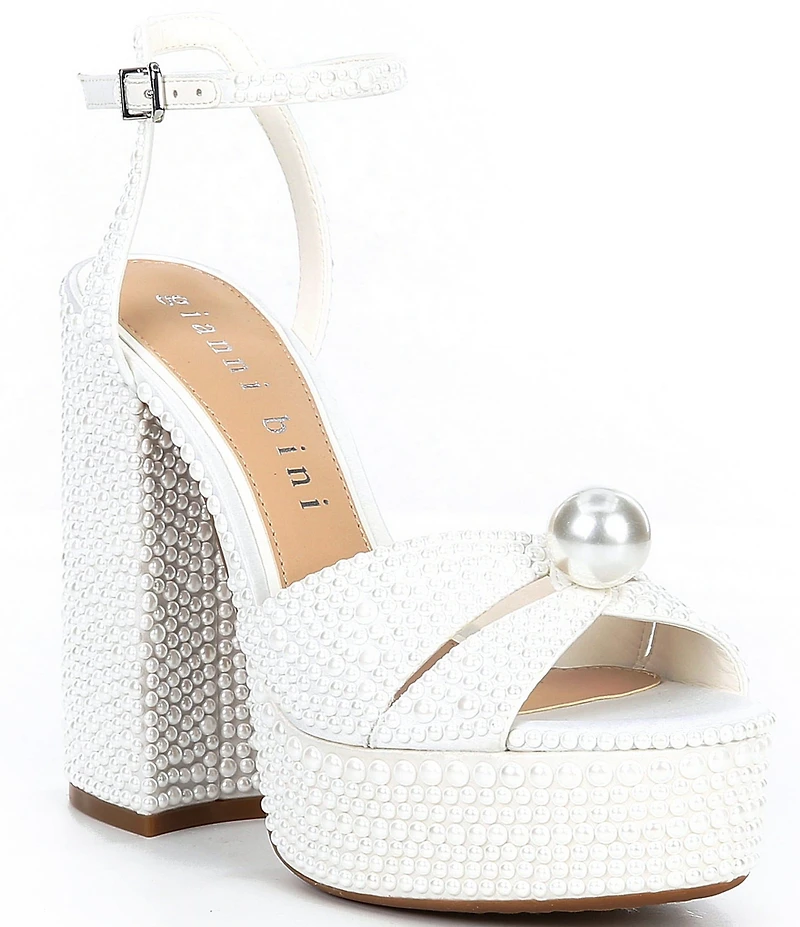 Gianni Bini Kemara Two Pearl Ornamented Platform Sandals