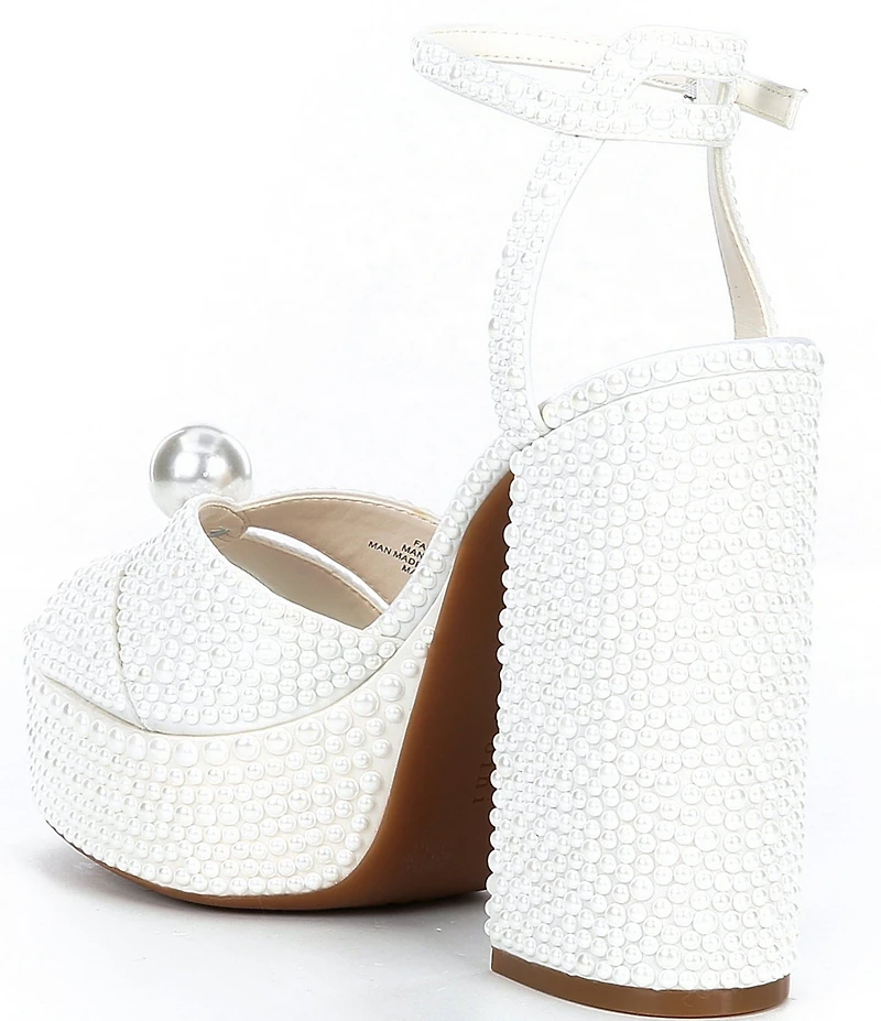 Gianni Bini Kemara Two Pearl Ornamented Platform Sandals