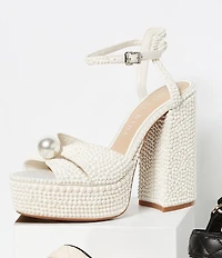 Gianni Bini Kemara Two Pearl Ornamented Platform Sandals