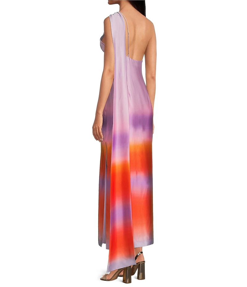 Gianni Bini Kenya One Shoulder Satin Ombre Dress
