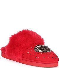 Gianni Bini Kickoffz Rhinestone Football Faux Fur Slippers