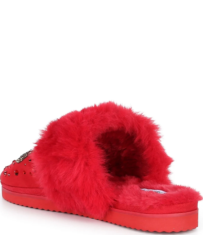 Gianni Bini Kickoffz Rhinestone Football Faux Fur Slippers