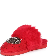 Gianni Bini Kickoffz Rhinestone Football Faux Fur Slippers