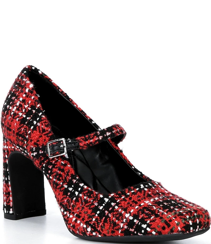 Gianni Bini Kirklynn Plaid Square Toe Mary Jane Pumps