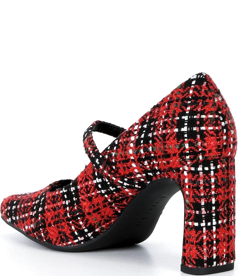 Gianni Bini Kirklynn Plaid Square Toe Mary Jane Pumps