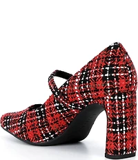 Gianni Bini Kirklynn Plaid Square Toe Mary Jane Pumps