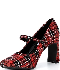 Gianni Bini Kirklynn Plaid Square Toe Mary Jane Pumps