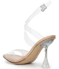 Gianni Bini Kirrah Clear Vinyl Strappy Flared Heel Sandals