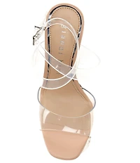 Gianni Bini Kirrah Clear Vinyl Strappy Flared Heel Sandals