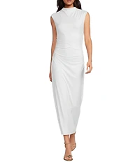Gianni Bini Knit Mock Neck Cap Sleeve Bodycon Midi Dress