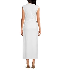 Gianni Bini Knit Mock Neck Cap Sleeve Bodycon Midi Dress