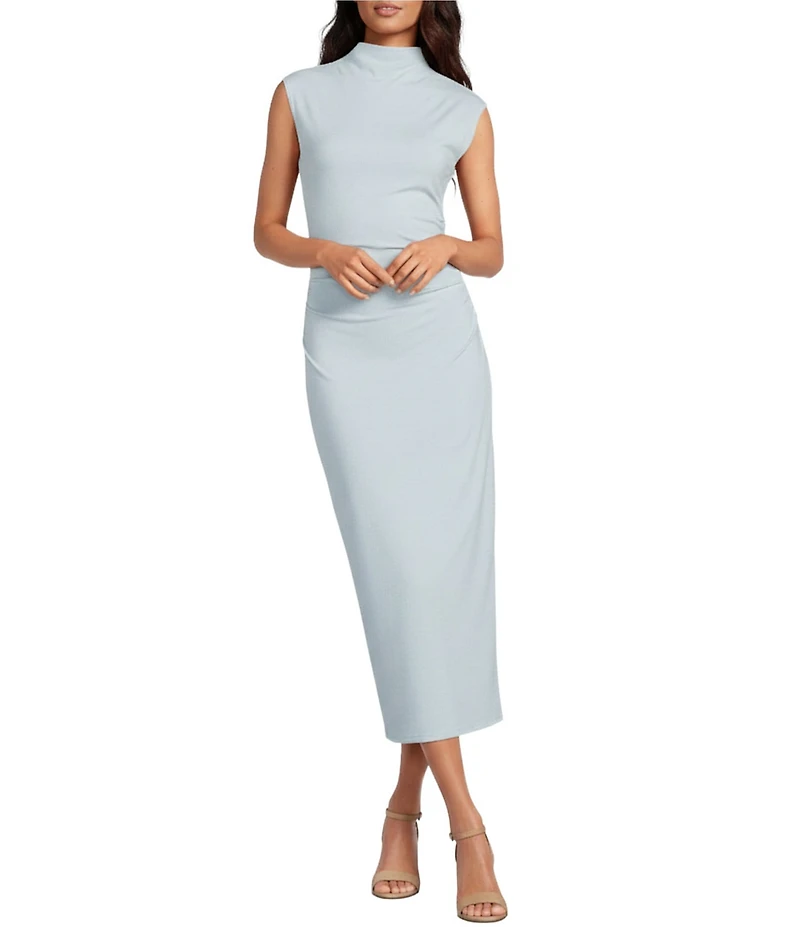 Gianni Bini Knit Mock Neck Cap Sleeve Bodycon Midi Dress