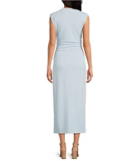 Gianni Bini Knit Mock Neck Cap Sleeve Bodycon Midi Dress