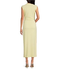 Gianni Bini Knit Mock Neck Cap Sleeve Bodycon Midi Dress