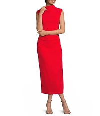 Gianni Bini Knit Mock Neck Cap Sleeve Bodycon Midi Dress