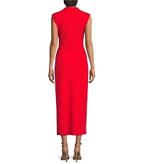 Gianni Bini Knit Mock Neck Cap Sleeve Bodycon Midi Dress