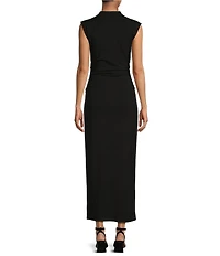 Gianni Bini Knit Mock Neck Cap Sleeve Bodycon Midi Dress