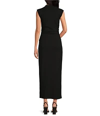 Gianni Bini Knit Mock Neck Cap Sleeve Bodycon Midi Dress