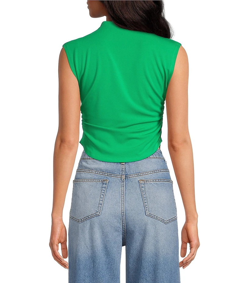 Gianni Bini Knit Mock Neck Cap Sleeve Crop Top
