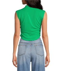 Gianni Bini Knit Mock Neck Cap Sleeve Crop Top