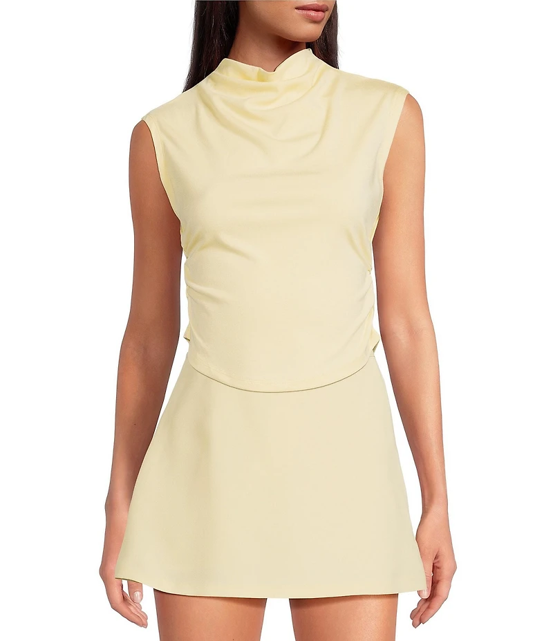 Gianni Bini Knit Mock Neck Cap Sleeve Crop Top
