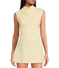 Gianni Bini Knit Mock Neck Cap Sleeve Crop Top