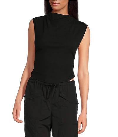 Gianni Bini Knit Mock Neck Cap Sleeve Crop Top