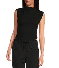 Gianni Bini Knit Mock Neck Cap Sleeve Crop Top