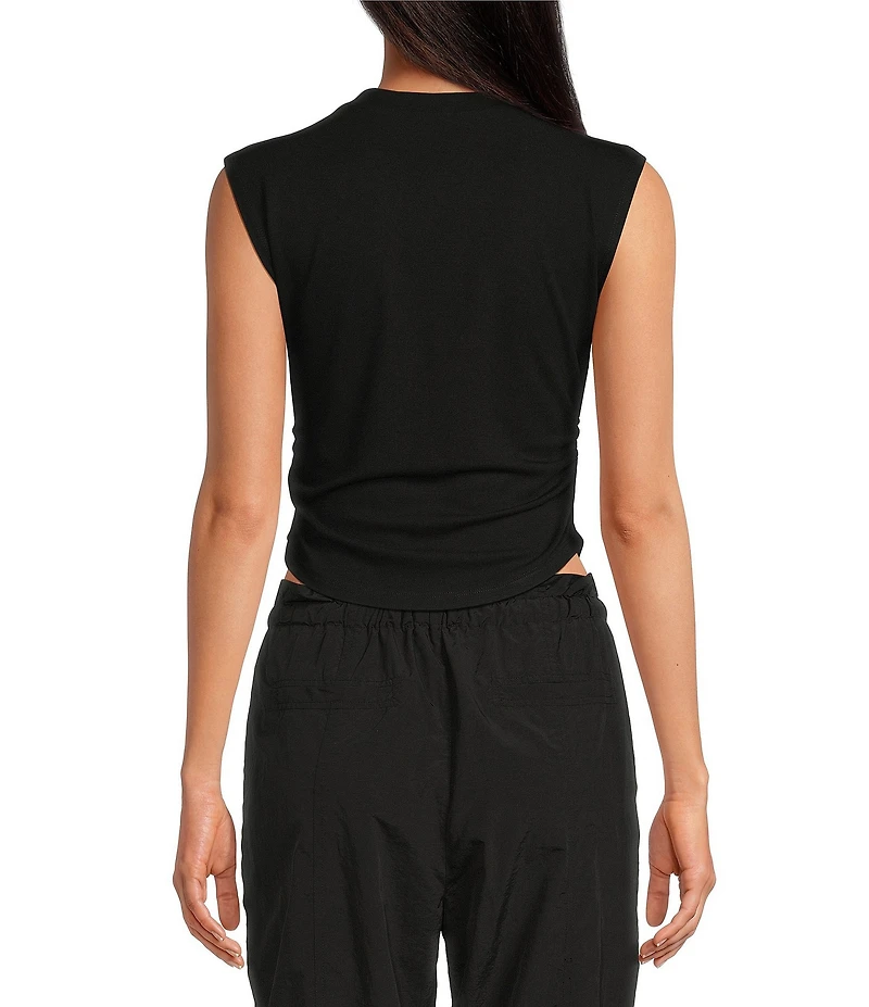 Gianni Bini Knit Mock Neck Cap Sleeve Crop Top