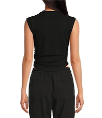 Gianni Bini Knit Mock Neck Cap Sleeve Crop Top