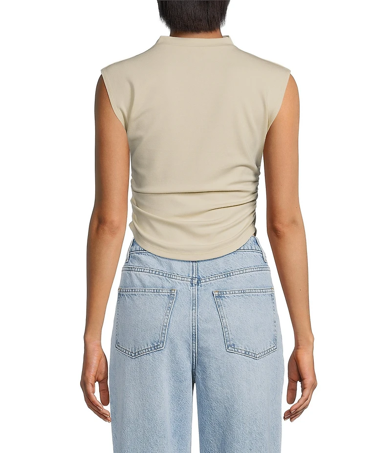 Gianni Bini Knit Mock Neck Cap Sleeve Crop Top