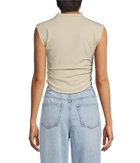 Gianni Bini Knit Mock Neck Cap Sleeve Crop Top