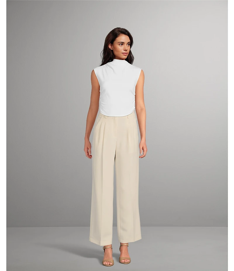 Gianni Bini Knit Mock Neck Cap Sleeve Crop Top
