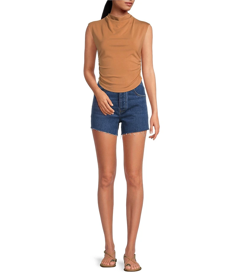 Gianni Bini Knit Mock Neck Cap Sleeve Crop Top