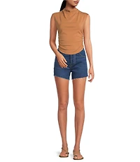 Gianni Bini Knit Mock Neck Cap Sleeve Crop Top