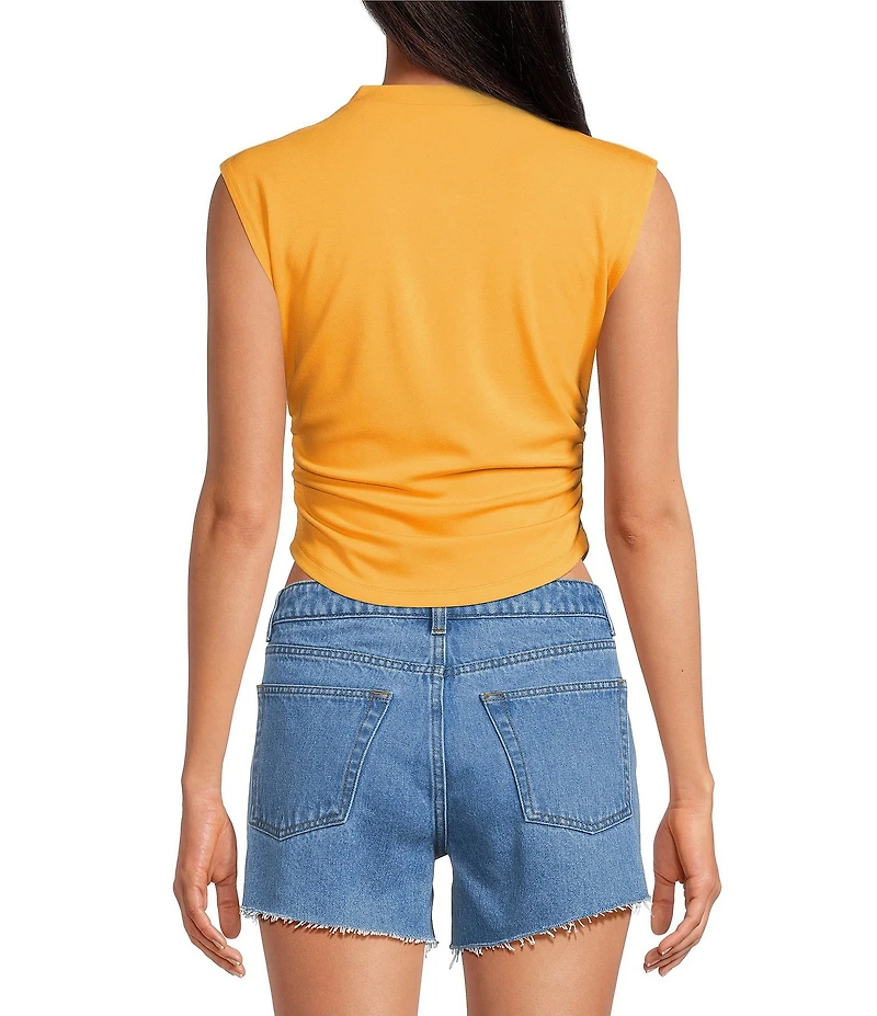 Gianni Bini Knit Mock Neck Cap Sleeve Crop Top