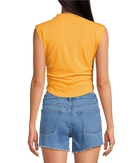 Gianni Bini Knit Mock Neck Cap Sleeve Crop Top