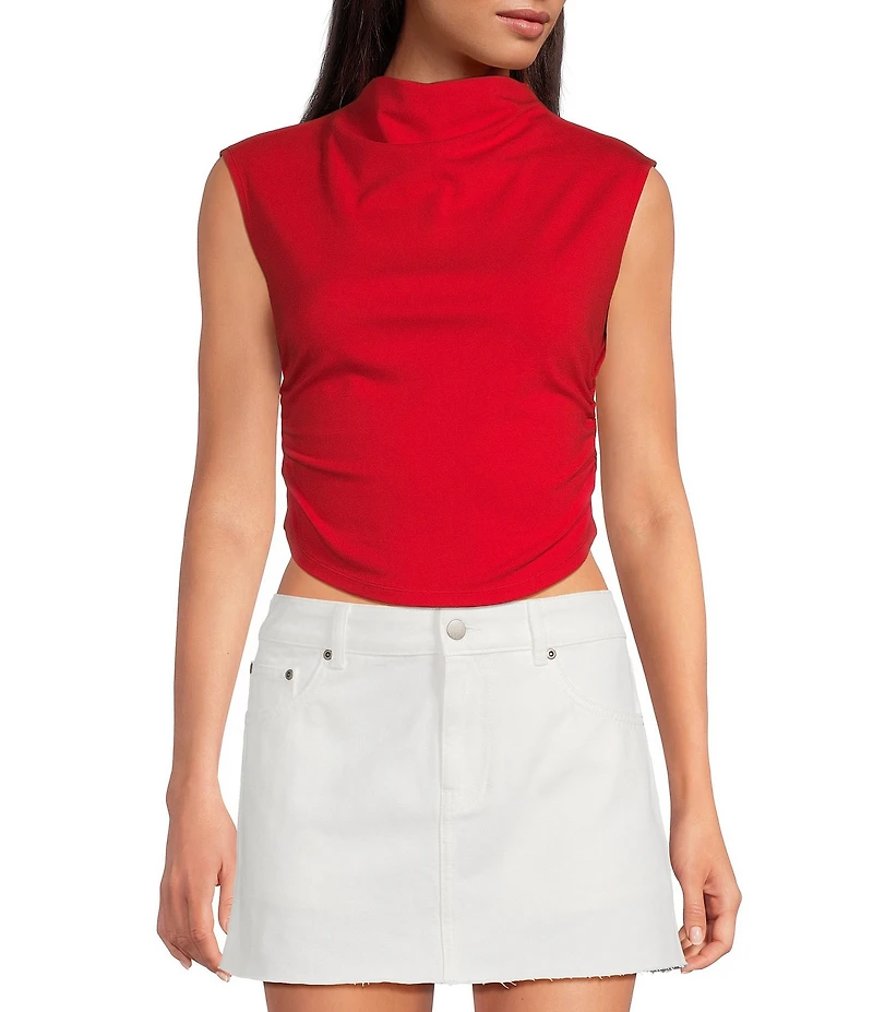 Gianni Bini Knit Mock Neck Cap Sleeve Crop Top