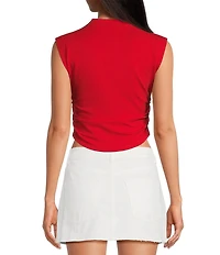 Gianni Bini Knit Mock Neck Cap Sleeve Crop Top