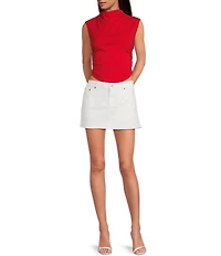 Gianni Bini Knit Mock Neck Cap Sleeve Crop Top
