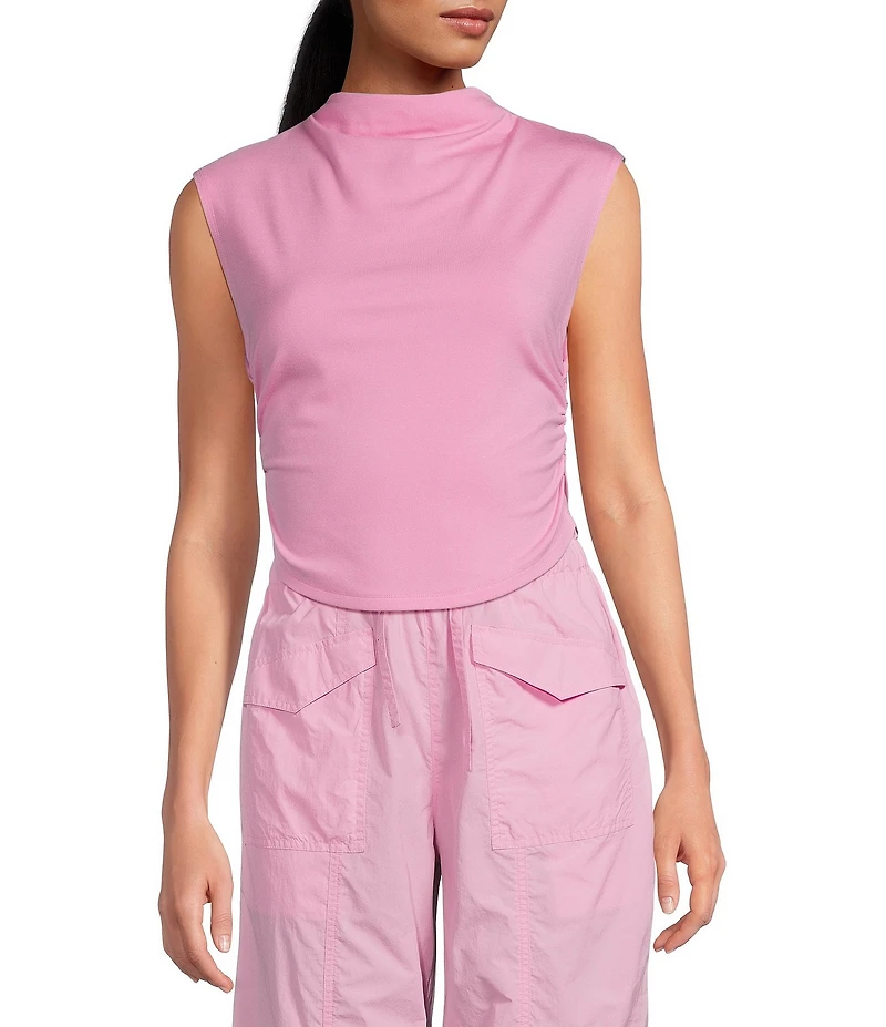 Gianni Bini Knit Mock Neck Cap Sleeve Crop Top
