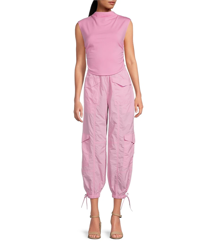 Gianni Bini Knit Mock Neck Cap Sleeve Crop Top