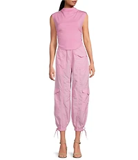 Gianni Bini Knit Mock Neck Cap Sleeve Crop Top