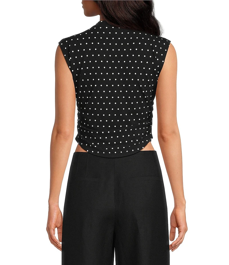 Gianni Bini Knit Polka Dot Mock Neck Sleeveless Tank Top