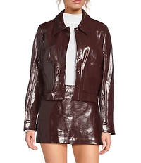 Gianni Bini Kora Collared Long Sleeve Luxe Coated Coordinating Jacket