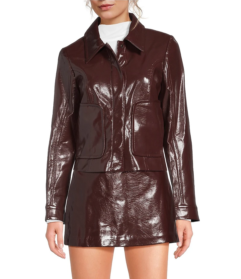 Gianni Bini Kora Collared Long Sleeve Luxe Coated Coordinating Jacket